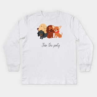 Pet animal bulldog chihuahua party Kids Long Sleeve T-Shirt